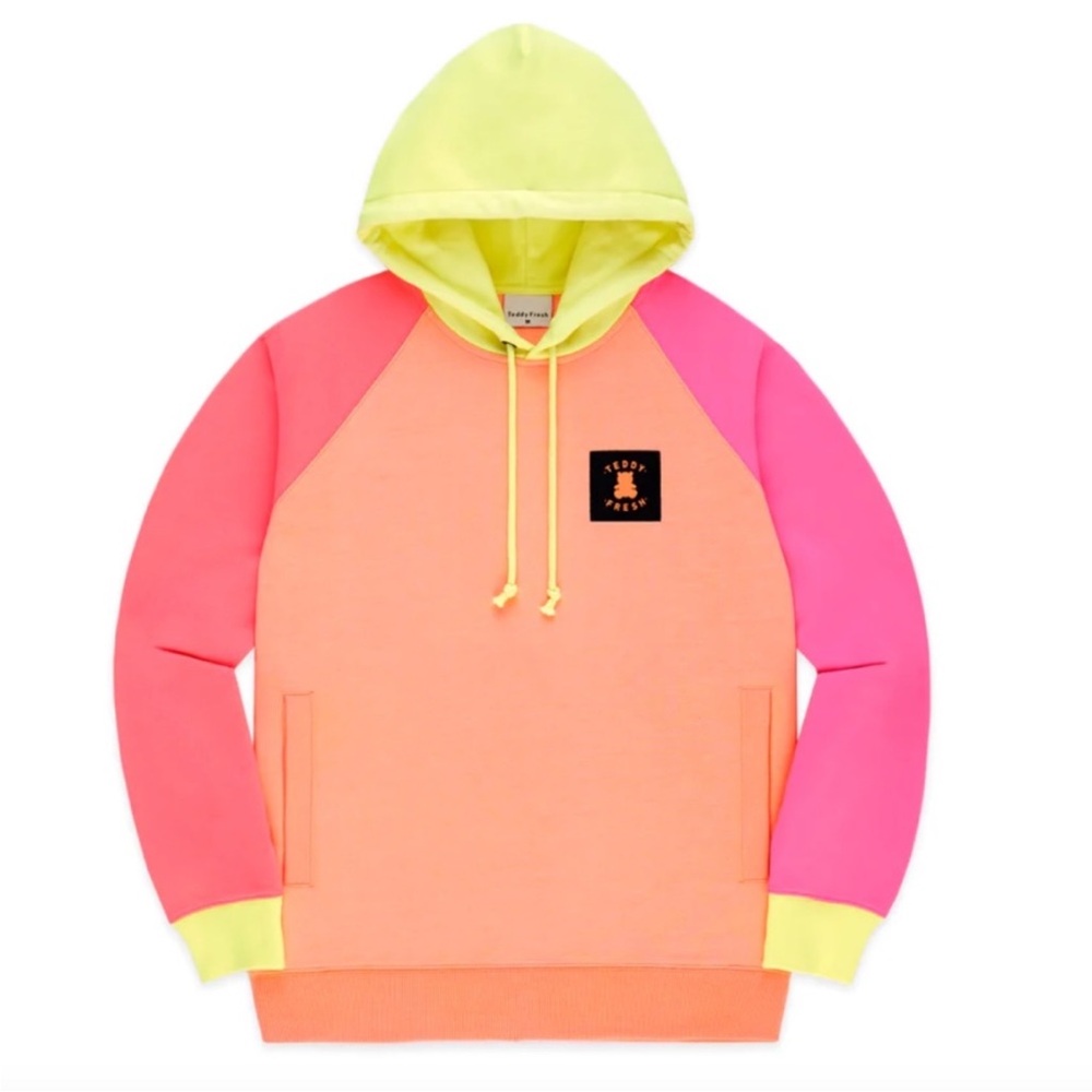 Teddy Fresh Color Block 2.0 Hoodie Size XS Neon Pink